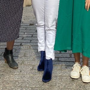 Electric Blue Velvet Boots